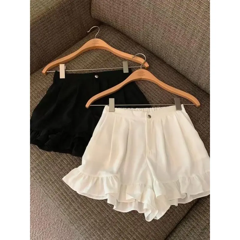 Quần Đùi Xếp Nhún, Thiết Kế Xinh Xắn, Dành Cho Cô Gái Đầy Đặn, Cạp Cao, Ôm Vừa Vặn, Ống Rộng, Thích Hợp Cho Mùa Hè Của Phụ Nữ, Độc Đáo, Đa Năng, 1.00 Kg-150.00 kg, Quần Thể Thao 1
