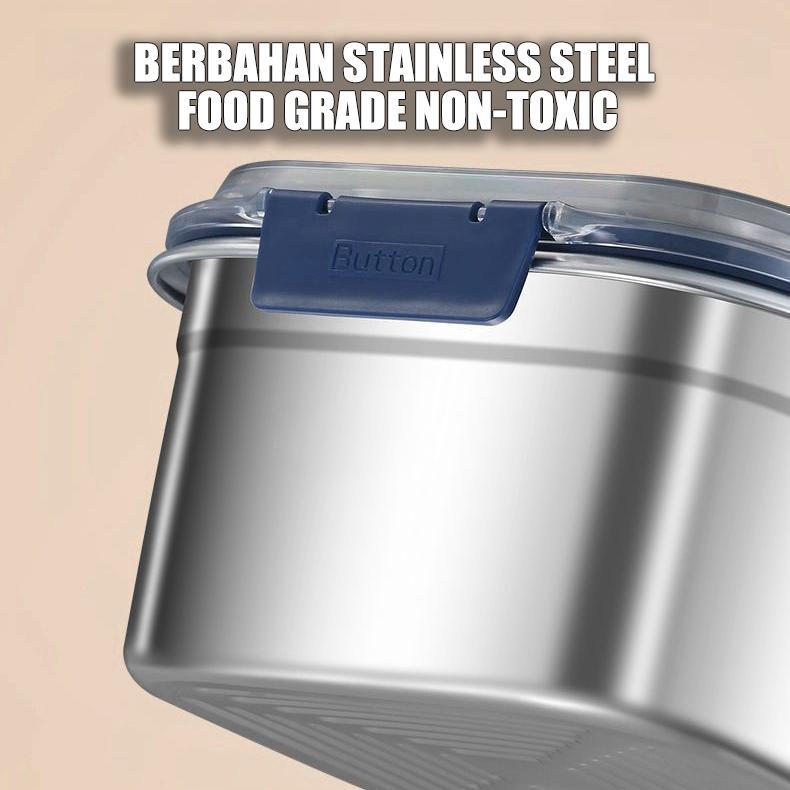 “COD”(Lunch box)3pcs-nampan sus Kedap Udara, Tahan Suhu Tinggi, Cocok untuk Kulkas dan Aktivitas Luar Ruangan/ES Kotak Makanan Stainless Steel Food Grade Dengan Penutup Kedap Kotak Penyimpanan Makanan Stainless Steel Tebal dengan Tutup/live 3
