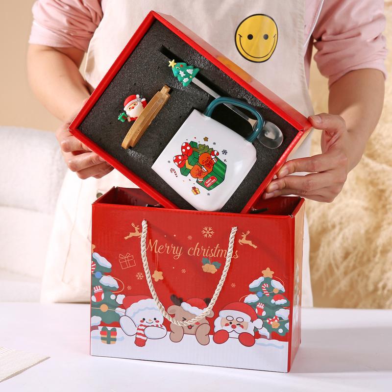 Product Introduction of Christmas Gift Santa Claus Mug with Cover Spoon Good-looking Ceramic Cup Practical Gift travel  water Drinkware Tumbler Reusable Washable Coffee Drink Reuse Drinkware Tumbler 3