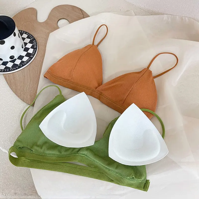 Áo Ngực Cúp Tam Giác Cotton, Kiểu Dây Đeo Nhỏ Gợi Cảm, Thiết Kế Lưng Đẹp, Màu Trơn Áo Vest Quấn Ngực 3