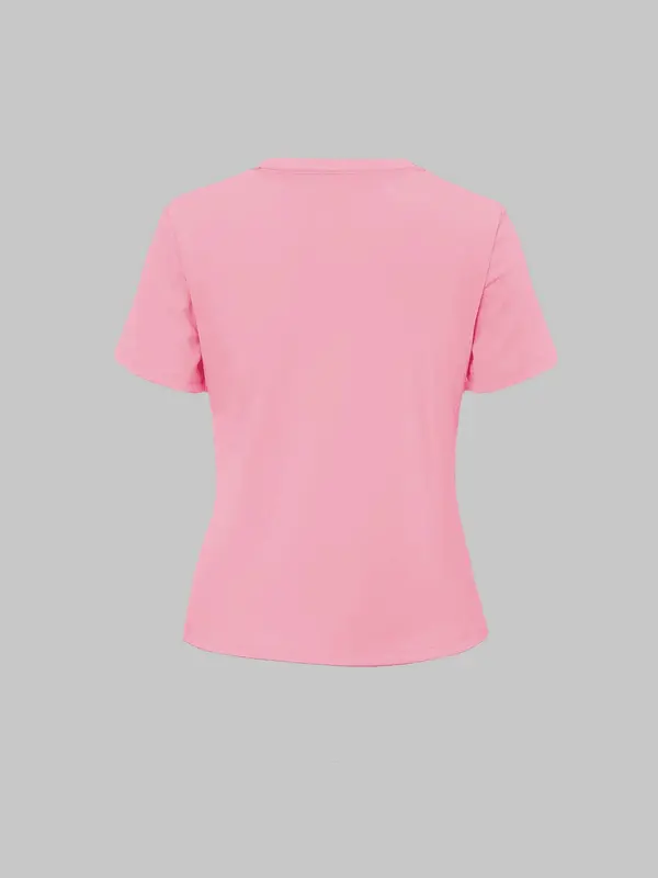 Summer Women's Letter Print Round Neck Vintage Graphic Tees, T Shirts for Women, Summer Clothes Women Trendy Casual Fashion Short Sleeve T-shirt for Daily Wear, Ladies Summer Clothing, Womenswear 5