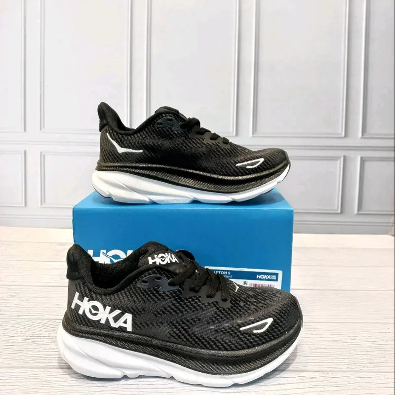 SEPATU ANAK HOKA ONE CLIFTON 9 BLACK WHITE 1