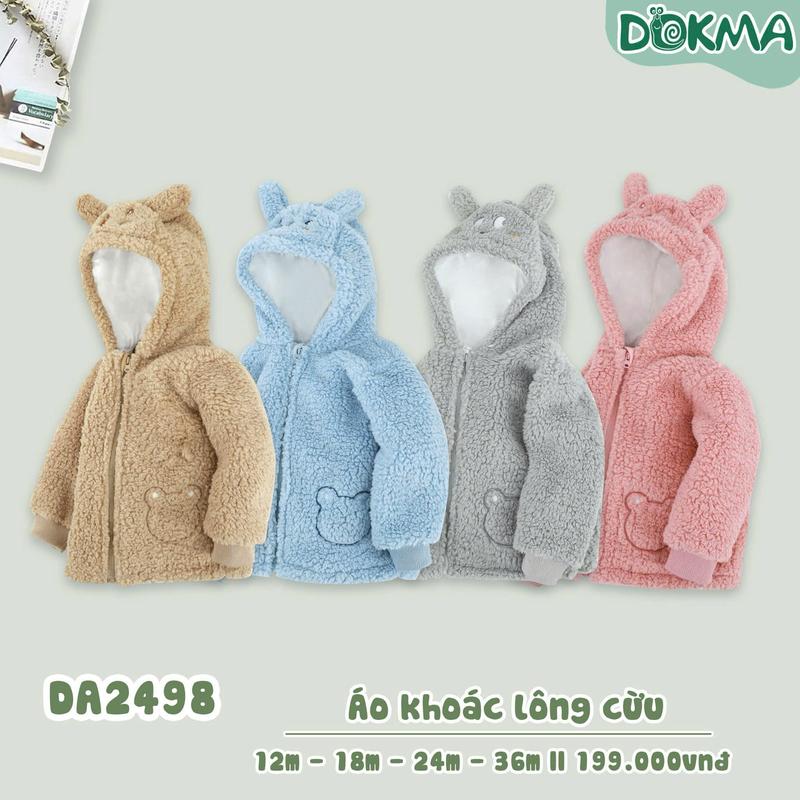áo khoác kéo khóa lông cừu hãng DOKMA cho bé từ 9 tháng dến 3 tuổi