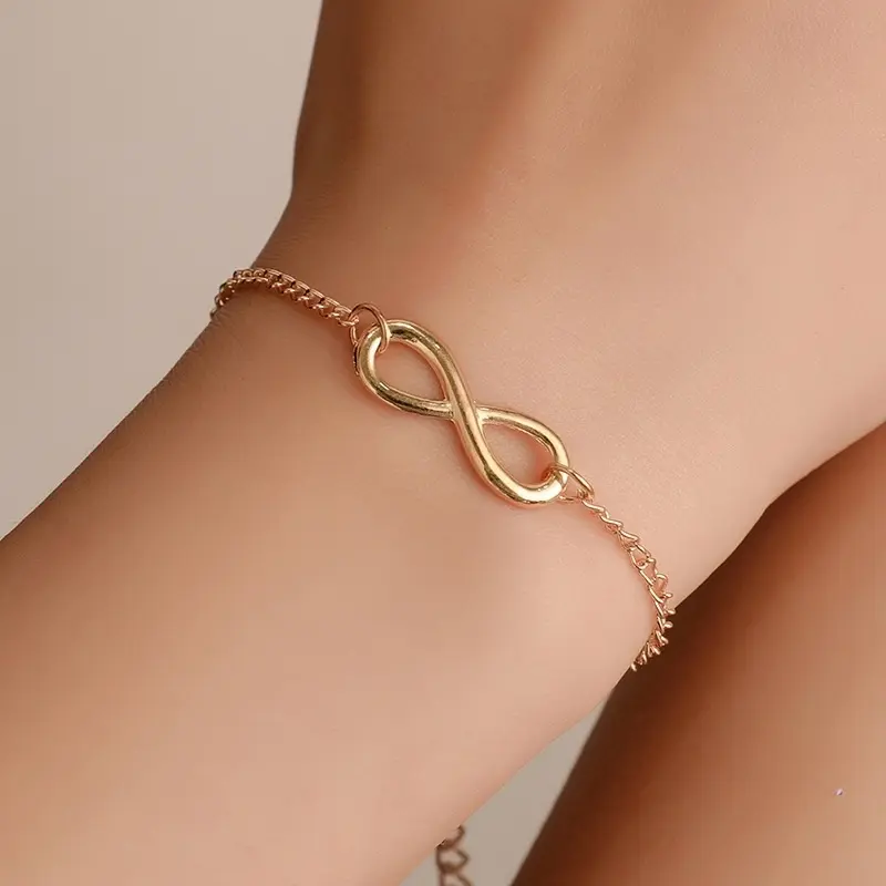 Gelang Rantai Pengapit Udang Galah Boleh Laras, Logam Fesyen, Gaya Retro, Tali buku lali 8, Gelang Aloi