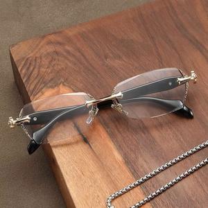Photochromic Myopia Glasses Men Women Anti-Radiation 0~400 Frameless Graded Eyeglasses for Nearsighted