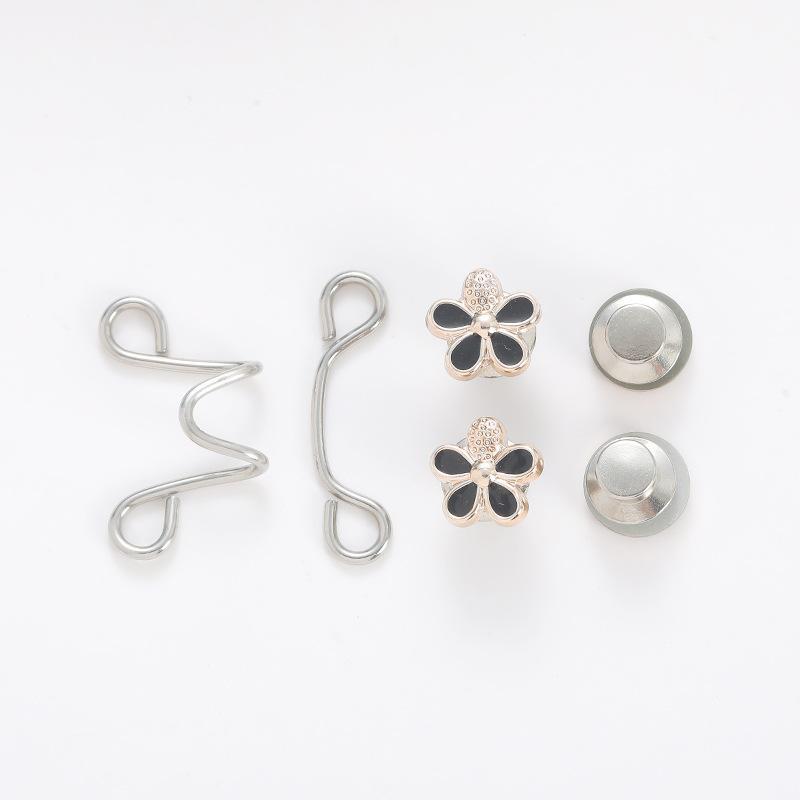 Product Introduction of Flower Design Button, 1 Pair Detachable Waist Button, Waistband Button for Jeans, Sewing Accessories for Jeans, DIY Clothing Accessories 6