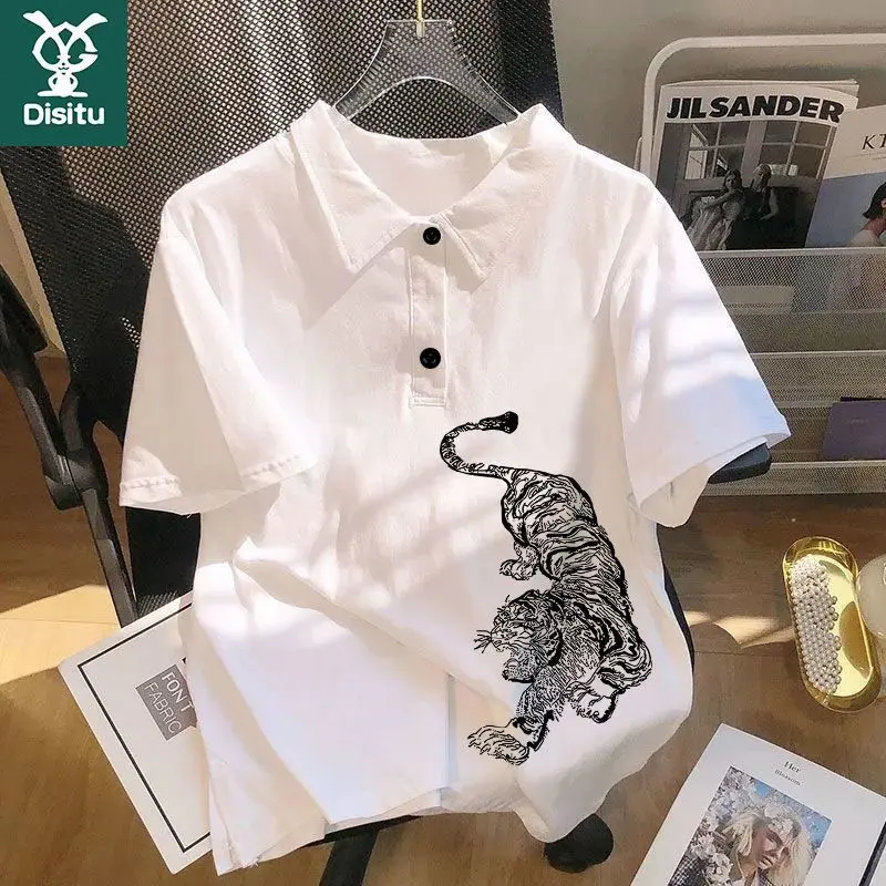 Áo Polo, Phong Cách Mới Mùa Hè, In Hình Hổ Núi, Cổ Bẻ Áo, Thương Hiệu Thời Trang Nam, Phong Cách Hàn Quốc, Cùng Phong Cách Thường Ngày Áo Ins
