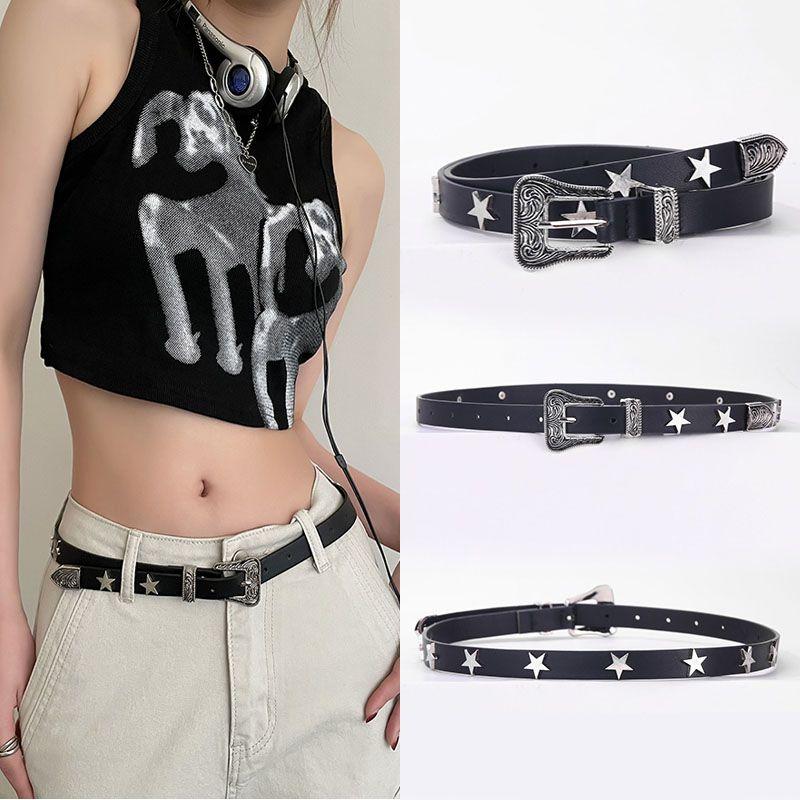 Phụ Kiện Thắt Lưng Ngôi Sao, Phong Cách Punk Đinh Tán, Thích Hợp Cho Quần Jean, Dành Cho Nữ, Y2K Titan dây lưng nam lv duyanh leather thắt lưng đính đá nữ