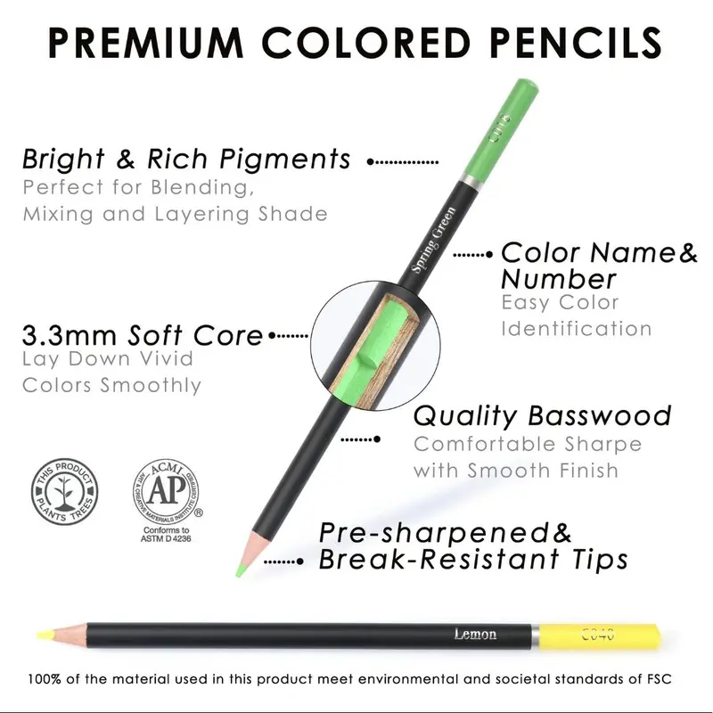 Colored Pencil Set, 1 Set Professional Oil Coloring Pencil Set with Pencil Sharpener & Eraser, Art Supplies for Home School Office 3