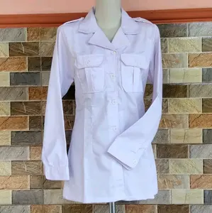 SERAGAM PDH CEWEK LENGAN KANCING BAHAN nagata TEBAL.ADEM.TIDAK PANAS. Putih Blazer