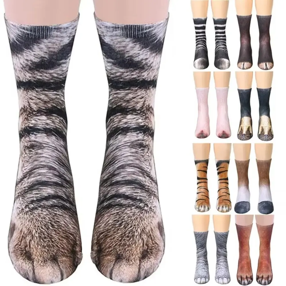 Vớ Chân Động Vật, Unisex, Vui Nhộn, Dành Cho Người Lớn, In 3D, Làm Bằng Bông Dày, Vớ Mới Lạ, Thoáng Khí, Vớ Bắp Chân Giọng Hát, Thích Hợp Làm Quà Tặng Giáng Sinh, Vớ Giữ Nhiệt