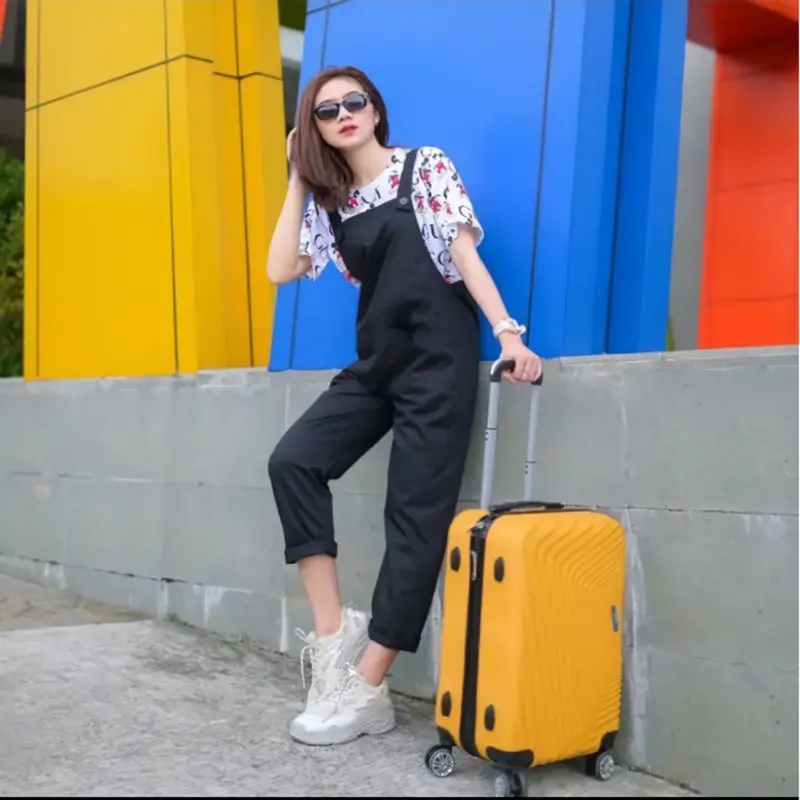 Flow Overall Jumpsuit Wanita Baju Kodok Korean Style Kekinian Terbaru Katun Panjang Casual Hitam 1