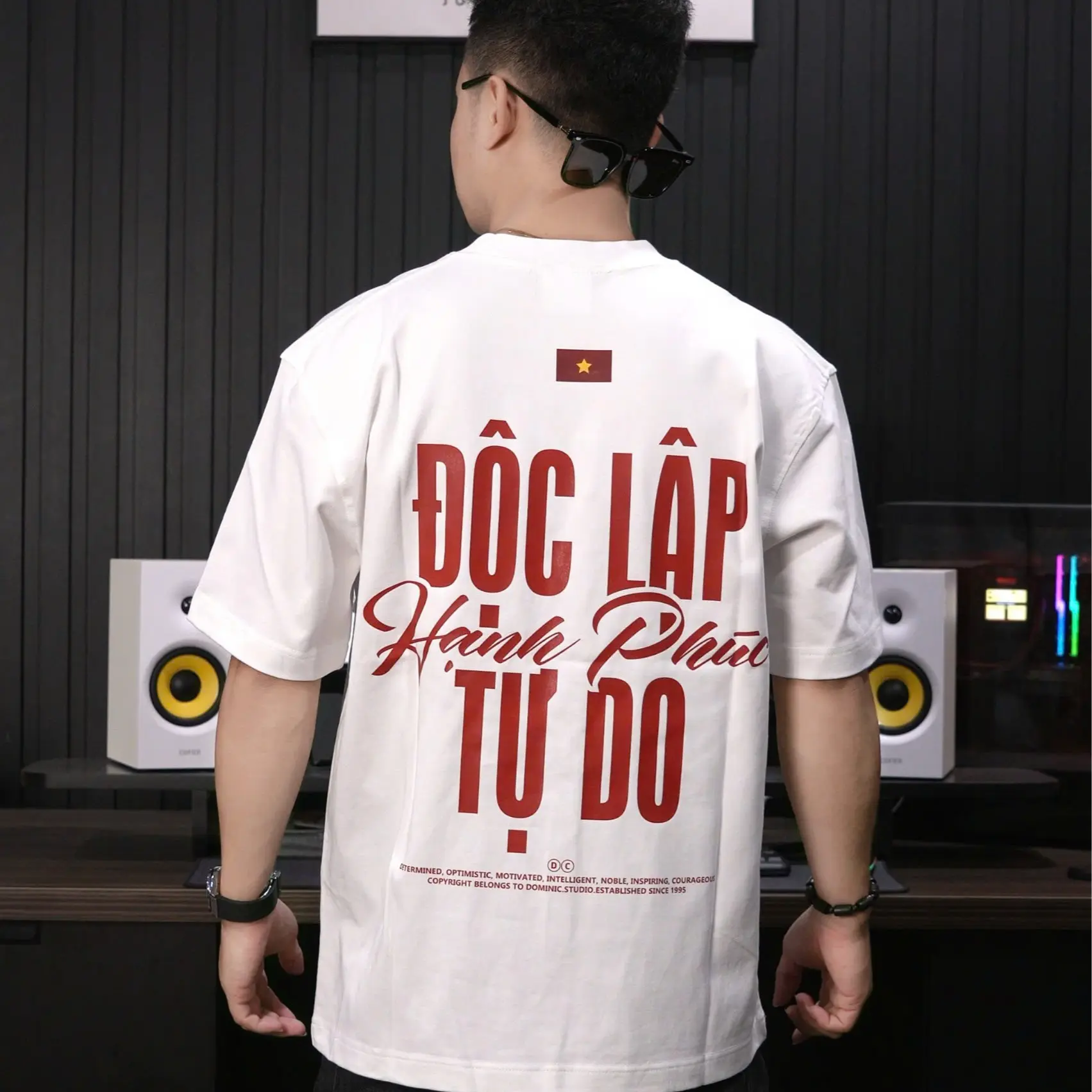 Áo thun Nam Nữ "ĐỘC LẬP TỰ DO HẠNH PHÚC" , Áo Phông unisex nam nữ form rộng, Cotton x dominic
