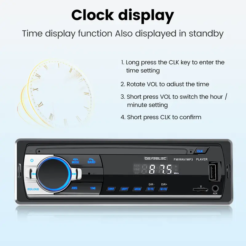 Gearelec Tape Audio Mobil JSD-520 JSD520 Multifungsi Bluetooth MP3 FM Radio Kartu TF USB dengan Remote Control Mendukung 2