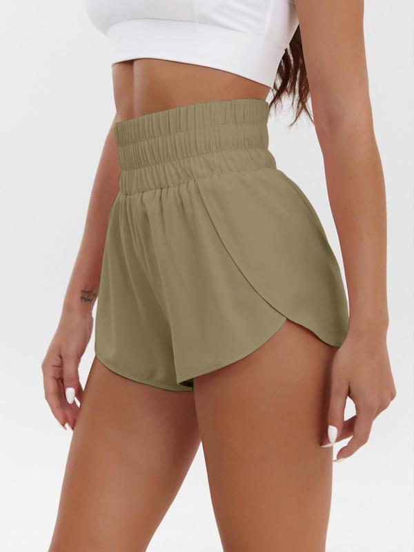 Women's Basic Plain Wrap High Waist Shorts, Summer Clothes Women, Lady Casual Comfort Elastic Waist Track Shorts for Gym Workout Running, Lady's Bottoms, Micro Shorts, Going Out Bottoms, Activewear, Athletic Shorts 7