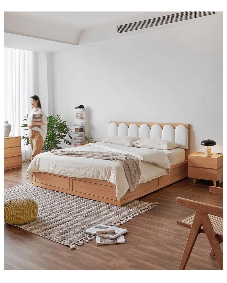 Product Introduction of [Pre Order] Pocket furniture, wooden wood, high air pressure box, storage bed, small-sized master bedroom, double bed, piano key, soft backrest box bed 19