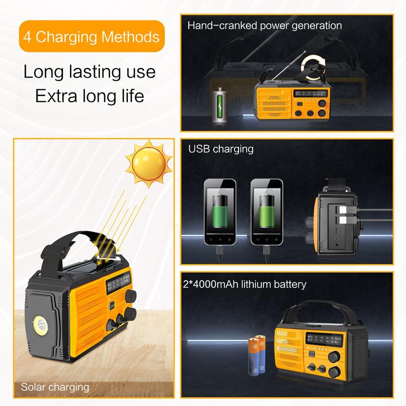 Solar Powered Hand Crank Radio, AM/FM Radio with SOS Emergency Alert, Multifunctional Radio with Compass & Flashlight for Camping, Hiking, Outdoor Adventure 8