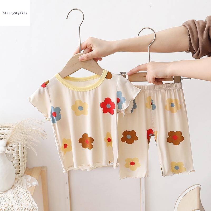 Product Introduction of Bộ Đồ Ngủ Điều Hòa Không Khí Mùa Hè, Phong Cách Hàn Quốc, Mềm Mại Và Mỏng, Làm Bằng Lụa Lạnh, Thích Hợp Cho Bé Gái, Có Kích Thước 80-140cm Kem 15