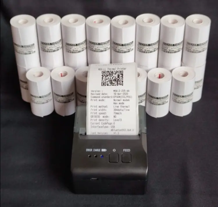 Label Thermal Printer Bluetooth Kertas Sticker 58mm x 5meter