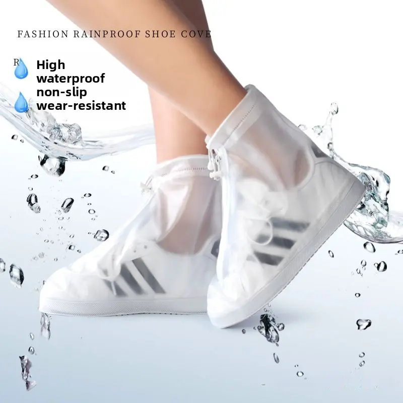 2025 new model of rainy day waterproof men's and women's shoe cover rain boot cover mid-tube shoe cover snow-proof and stain-proof double-layer waterproof layer Thickened anti-slip wear-resistant reusable shoe covers Essential for home office