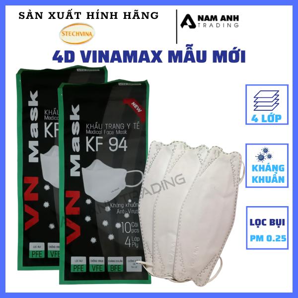 50 Chiếc Khẩu Trang 4D Vinamax Mẫu Mới 4 Lớp Kháng Khuẩn Lọc Bụi Công Nghệ Hàn Quốc