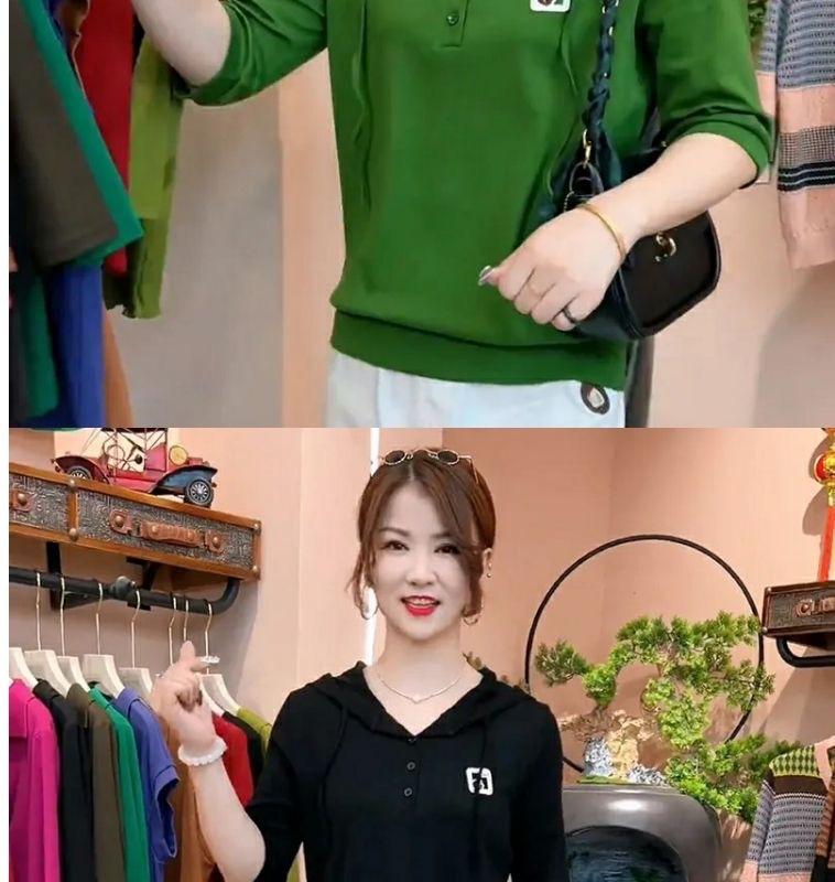 Product Introduction of Áo Thun Dài Tay Có Mũ Trùm Đầu, Mỏng, Trang Phục Đầu Thu Của Mẹ, Phong Cách Đi Chơi Chống Lão Hóa, Áo Thời Trang Phong Cách Phương Tây 2