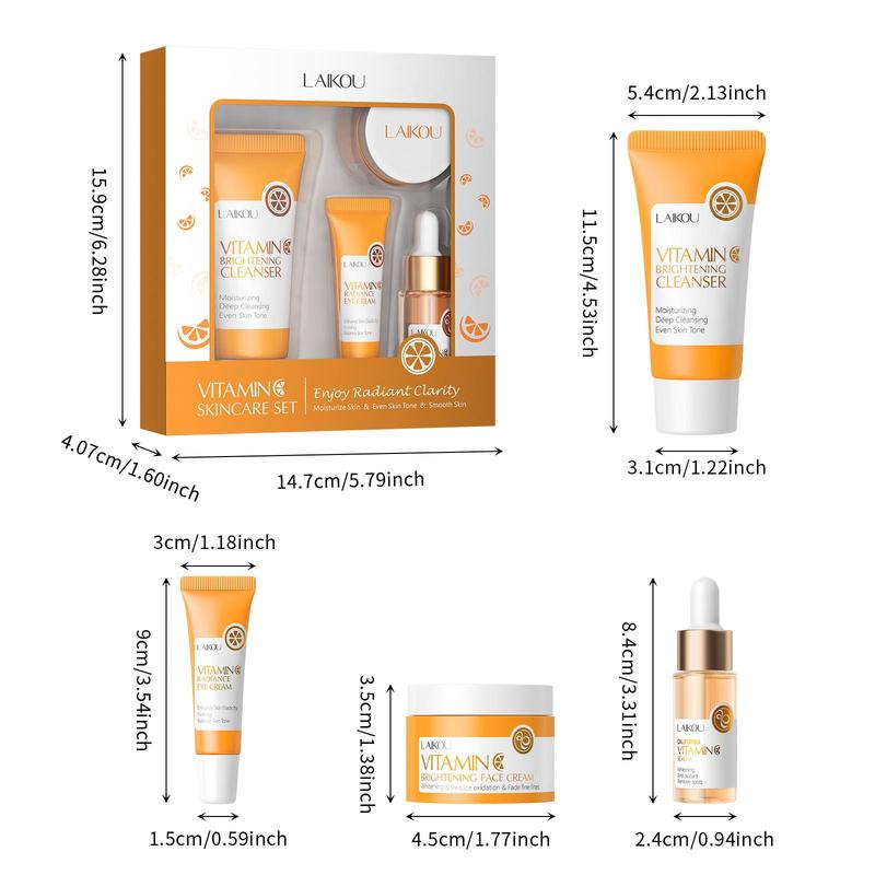 Vitamin C Comfort Skin Care Kit, Including Serum & Eye Cream & Face Cream, Hydrating Nourishing Skincare Kit for Women & Men, Summer Gift, Moisturize 3