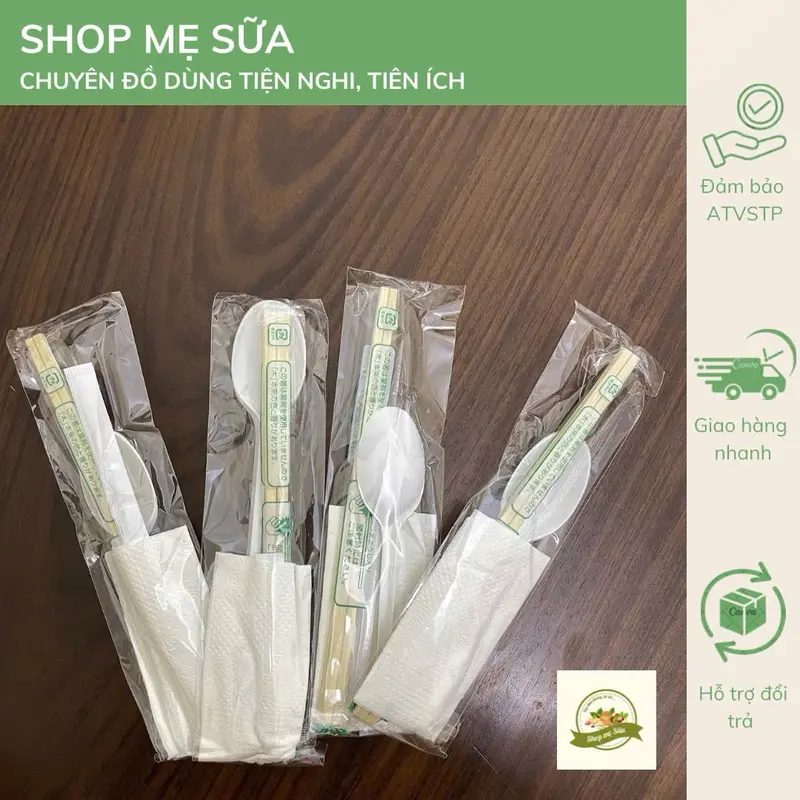 100 Bộ 4IN1 Đũa - Thìa - Tăm - Giấy dùng một lần cho đồ mang đi 5