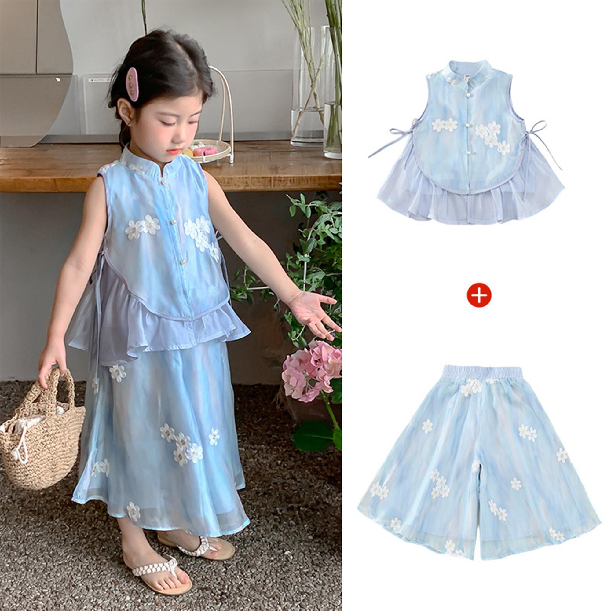 Ceria-Setelan Musim Panas Anak Perempuan/ Set Dua Potong Gaun Tanpa Lengan dengan Motif Bunga 2026 Ceria-Setelan Musim Panas Anak Perempuan/ Set Dua Potong Gaun Tanpa Lengan dengan Motif Bunga 2026