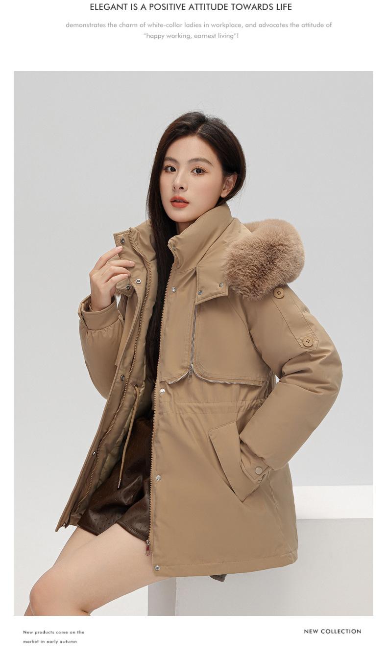 Product Introduction of Fashion Big Fur Collar down Cotton-Padded Jacket Women's Short 2023 New Winter Clothes Small Workwear Thickened Parka Cotton-Padded Jacket 14