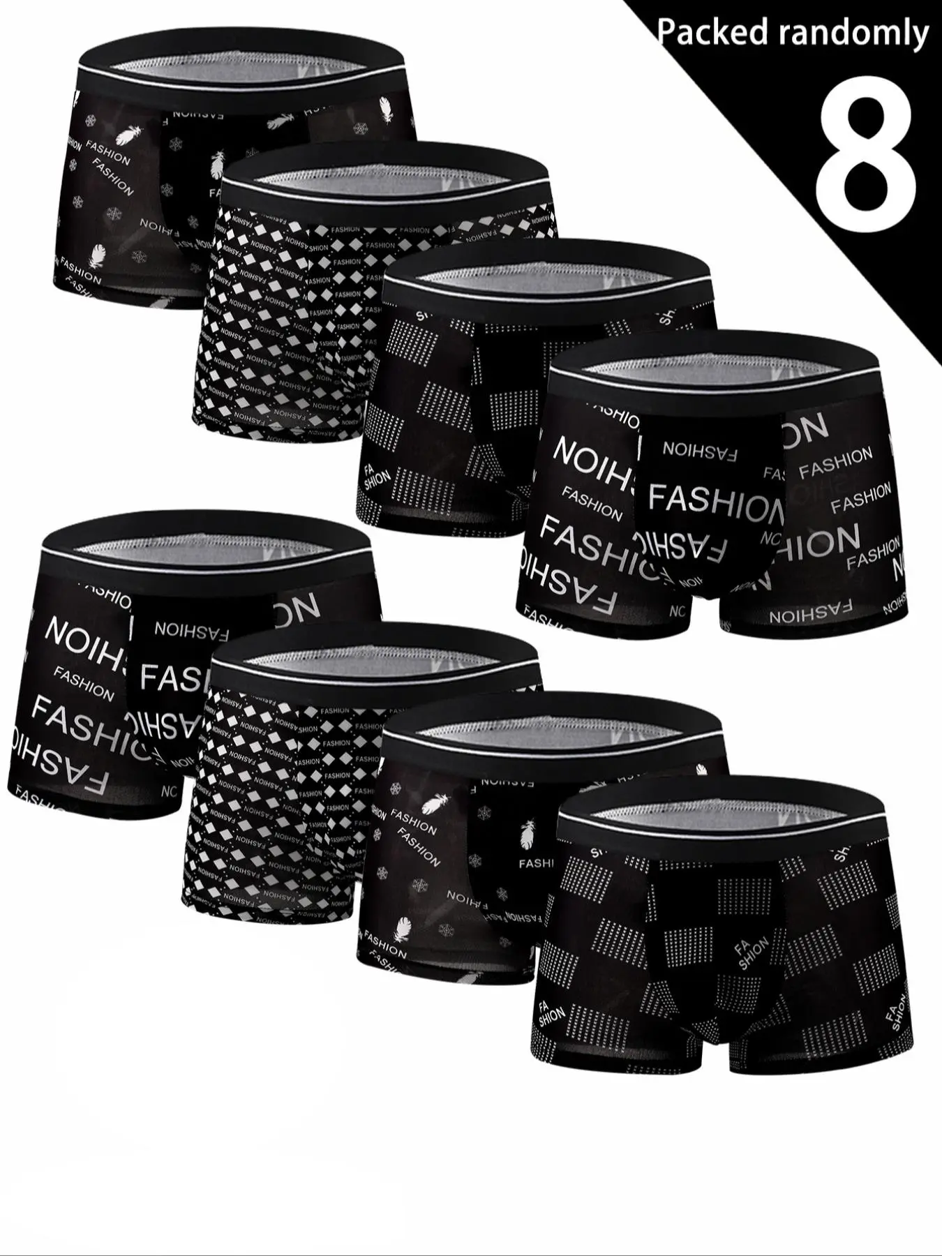 Random Men's Letter Print Boxer Brief, Casual Comfy Breathable Underwear for Daily Wear, Men's Underwear for All Seasons