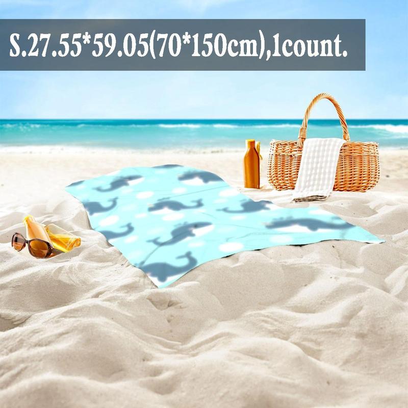 Product Introduction of Whale Pattern Beach Towel, 1 Count Soft Absorbent Towel, Large Size Towel for Beach, Travel, Camping, Hiking, Swimming, Beach Towel for Women & Men 7