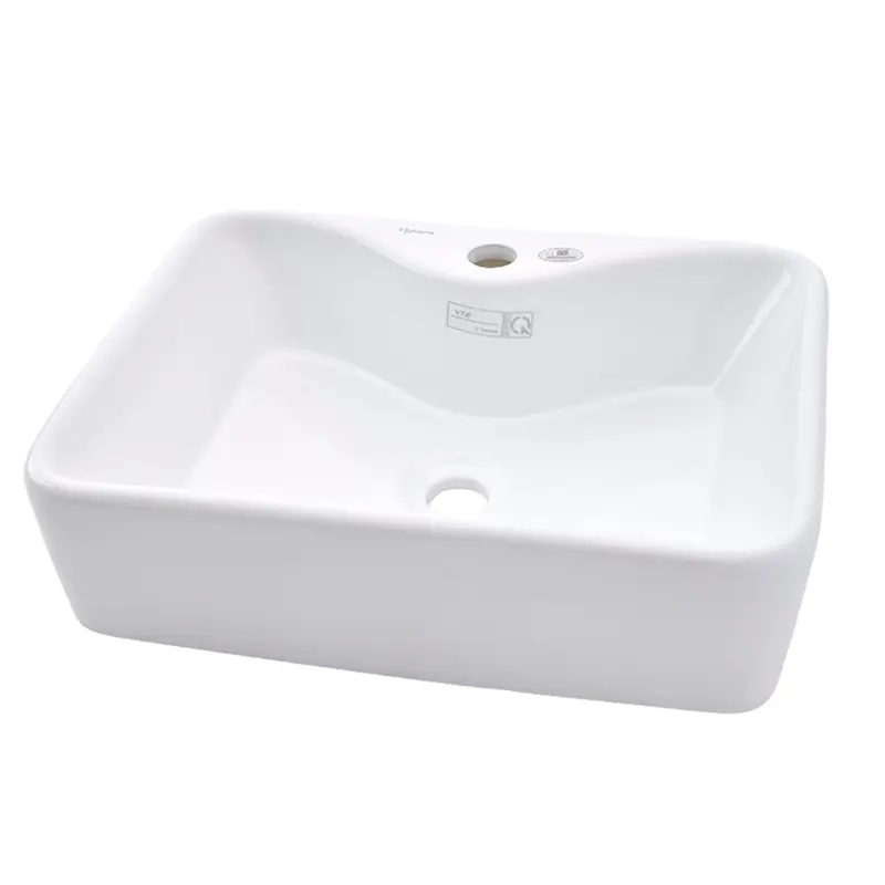 Lavabo đặt bàn Viglacera V72 màu trắng hình chữ nhật, chất liệu sứ ceramic, lòng chậu sâu - Hoa Sen Home - Hàng chính hãng 1