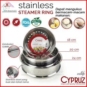 CYPRUZ steamer plat stainless 18/20/24cm / kukusan / piringan stainless susun untuk panci cypruz foodgrade/Stainless Steel