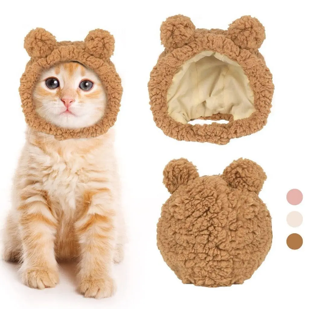 Bear Panda Pet Cat Dog Hat topi beruang anjing kucing  topi lucu untuk kucing dan anjing bentuk beruang Cats Pet Hat Bear Plush Headgear Cute Cat Dog