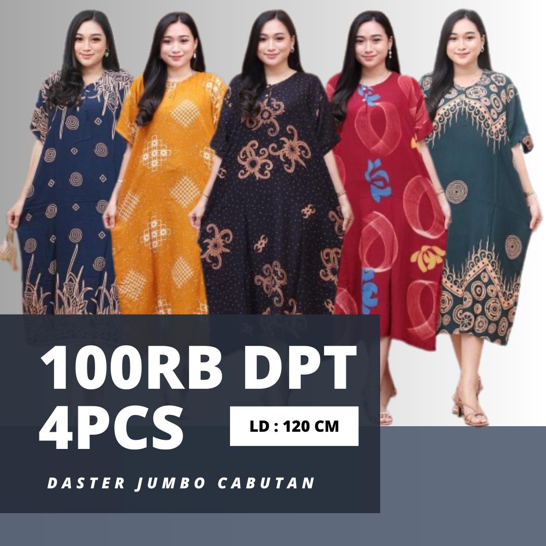 PAKET HEMAT 4PCS DASTER JUMBO CABUTAN RAYON SUPER BUSUI BUMIL Batik Fit Kancing Motif