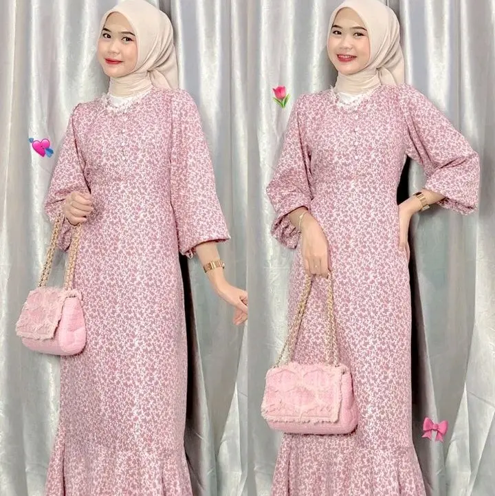 Naya Korean Dress PART 1 Dress Flower Maxi Dress zalica Dress Gamis Bunga Cantik simple elegan berhijab lebaran