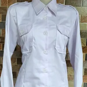 SERAGAM p3k cewek KRAH KEMEJA.SERAGAM PPPK bahan nagata lengan kancing krah berdiri Panjang Putih