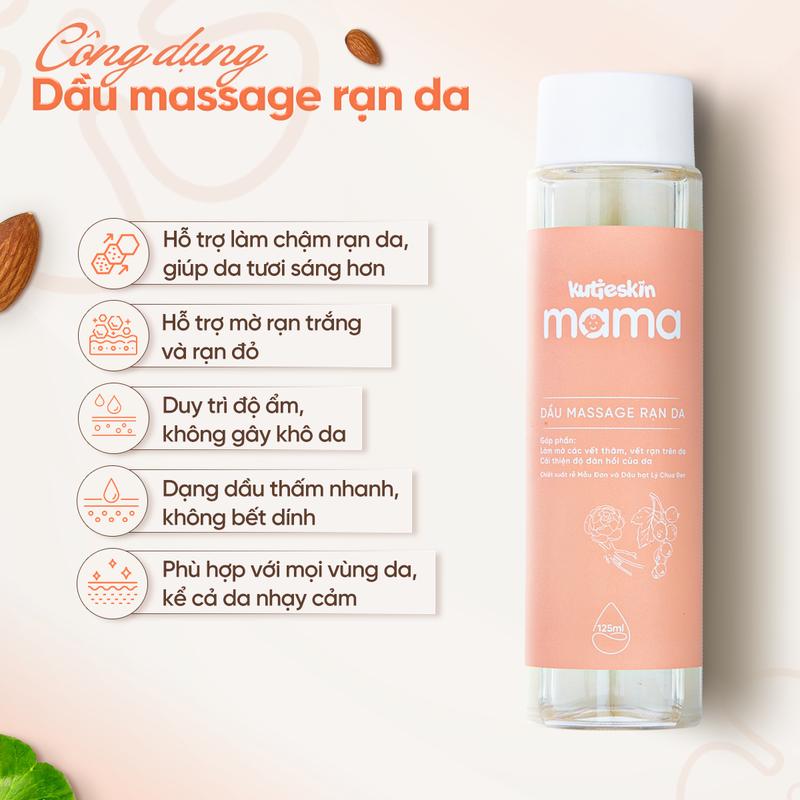 Product Introduction of Dầu Massage Chăm Sóc Da Hỗ Trợ Cải Thiện Rạn Da, Mờ Sẹo Và Đều Màu Da KUTIESKIN MAMA 125ML 14