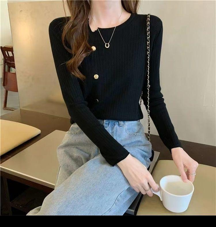Product Introduction of Slim Fit Skinny Short Long Sleeve Bottoming Sweater Top Western Style Inner Wear Sweater Women's Autumn and Winter Wild Basic Simple Knitwear Womenswear 13
