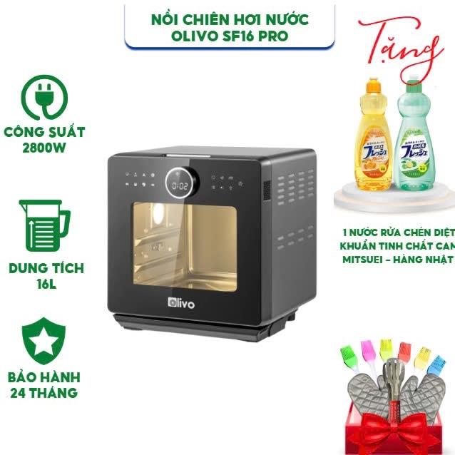 Nồi Chiên Hơi Nước OLIVO SF16 Pro - Dung tích 16L - Công Suất 2800W - Hàng chính hãng - Bảo hành 24 tháng Chiên Không Dầu Nấu Ăn