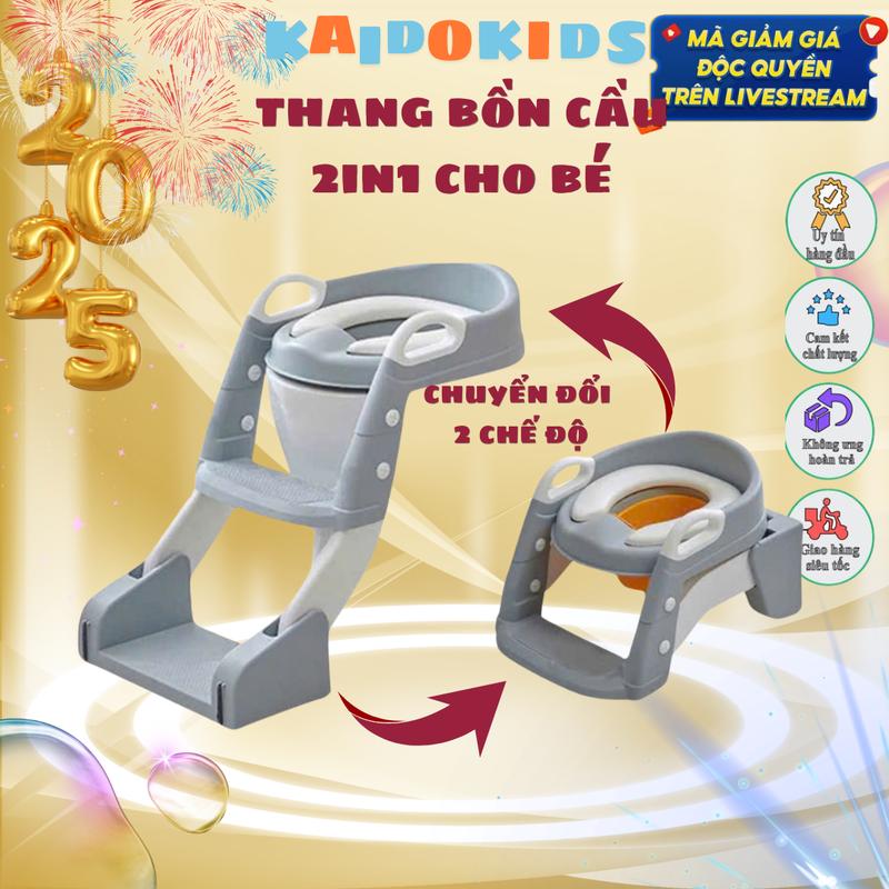 Nắp thu nhỏ bồn cầu, thang bô gấp gọn, bô vệ sinh cho bé 2IN1có tay vịn, gấp gọn hàng, dễ vệ sinh