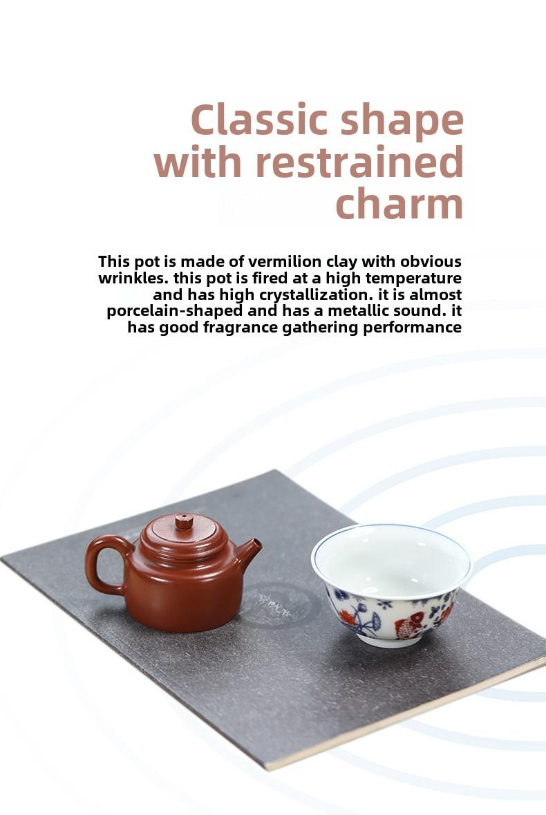 Product Introduction of # Zisha Teapot# Life-Long Fidelity Yixing Zisha Teapot Handmade Famous Authentic Tea Size Capacity Tea Set Suit Yixing Zisha Teapot Wrinkled Cinnabar Single Tea Making Dezhong Teapot 3