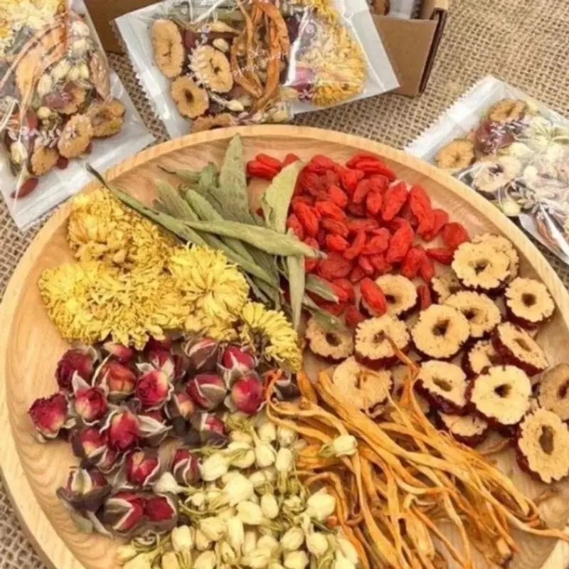 COMBO 30 Gói Tặng thêm 5 Gói Trà Đông trùnġ Hạ Thảo 7 Vị, Trà Thảo Mộc Dưỡng Nhan Giúp Đẹp Da, Bồi Bổ Khí Huyết 6