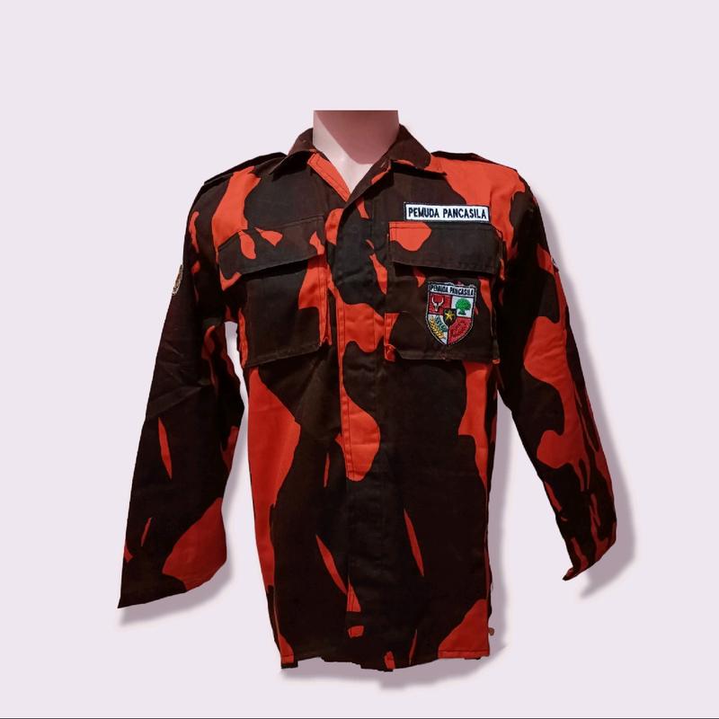 kemeja Pemuda Pancasila Lengan panjang Wing Bordir/Kemeja Loreng PP Lengan Panjang/Kemeja Pdl PP Kain Katun Lembut Soft 7