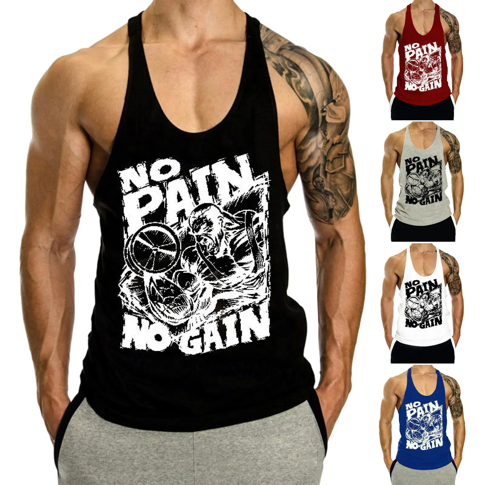 Áo Ba Lỗ Mùa Hè Cho Nam, Không Tay, Dáng Ôm, Phong Cách Hip Hop, In Chữ, Mềm Mại Và Co Giãn, Cổ Chữ U, Thấm Hút Mồ Hôi, Thể Dục Thường Ngày Tập Gym, Áo Ba Lỗ Nam