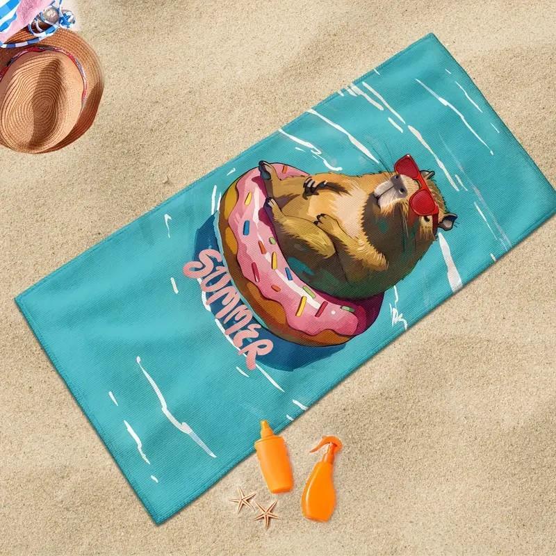 Donut Pattern Beach Towel, Creative Pattern Lightweight Beach Towel, Soft Water Absorbent Towel for Camping Yoga Travel Swimming 5