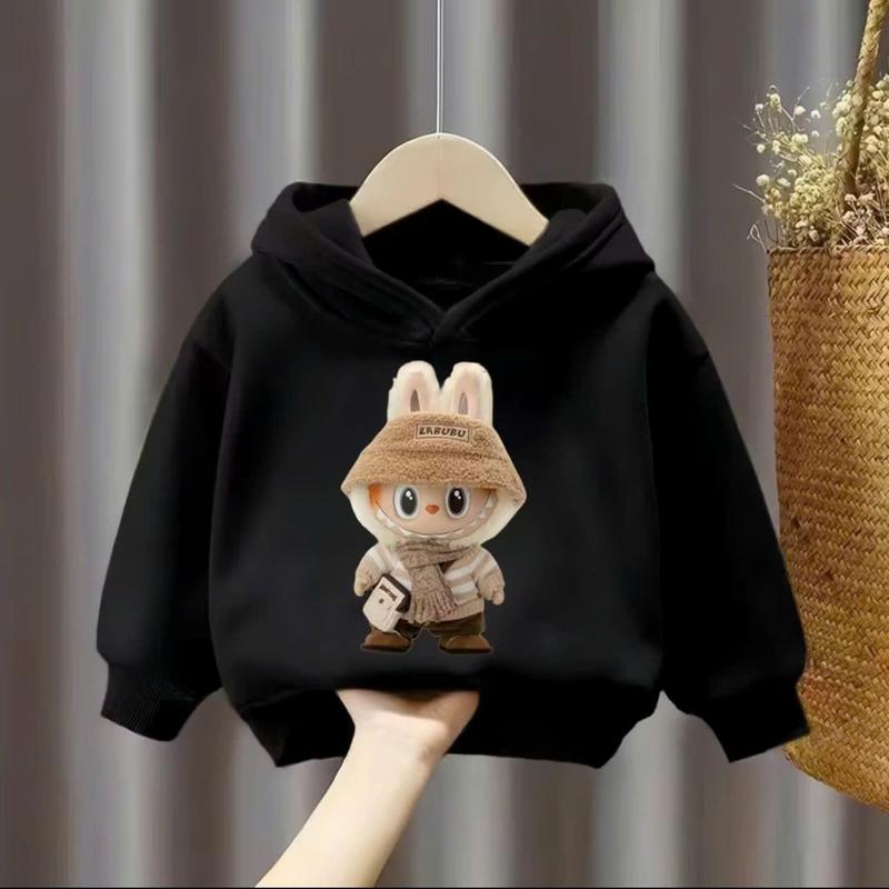 Áo nỉ hoodie labubu dành cho bé trai và bé gái 14-45kg mẫu KHĂN LABUBU. Chất liệu ấm áp. D47