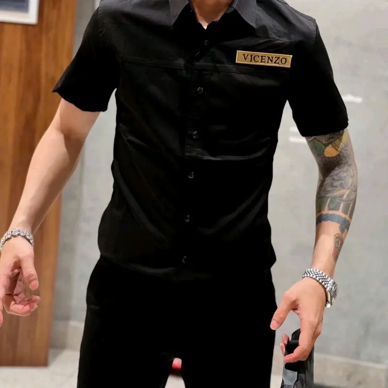 Áo Sơ Mi Nam Ngắn Tay Vải Kaki Vicenzo Shirt 3372 Kem - Nhung, Trắng Menswear 2
