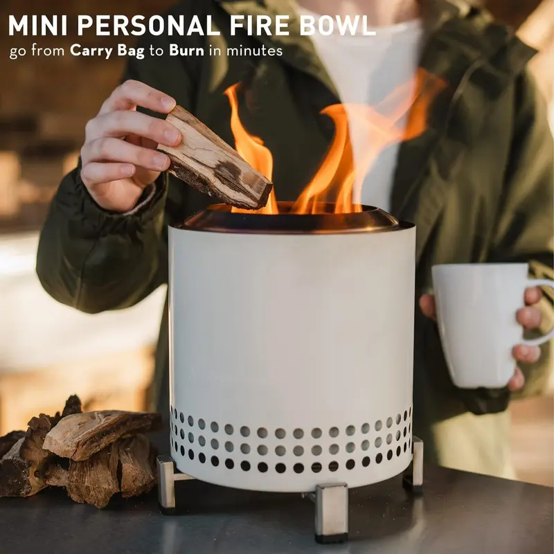 Portable Fire Bowl with Stand, Stainless Steel Decorative Fire Pit for Camping, Outdoor Modern Desktop Fire Bowl for Camping, Party, Picnic, Tabletop Fire Pit 4
